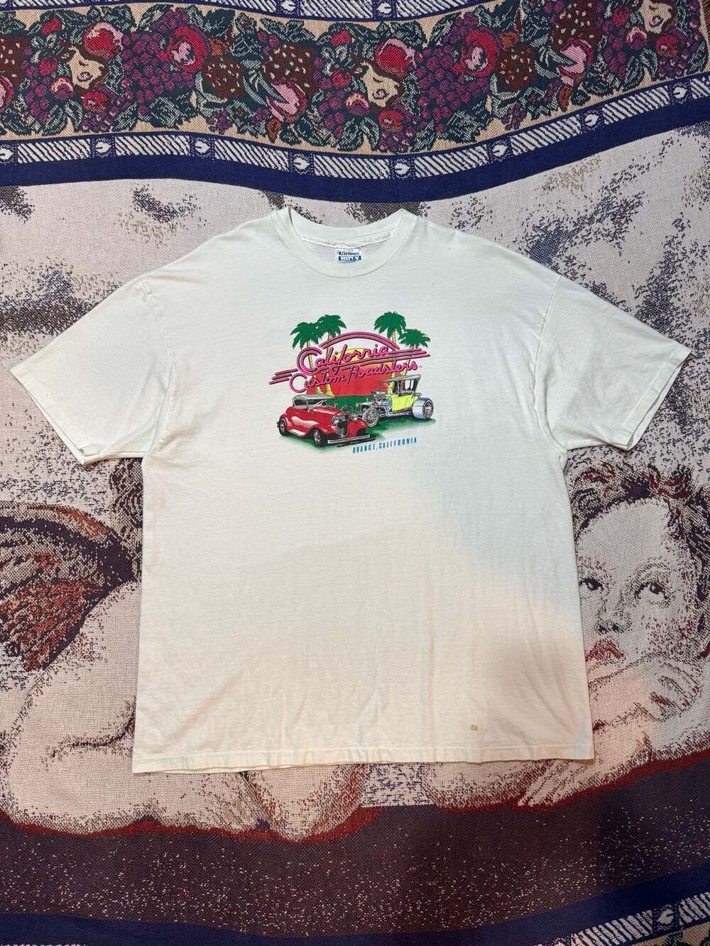 Vintage 1987 California Custom Roadsters Orange California Graphic Tee